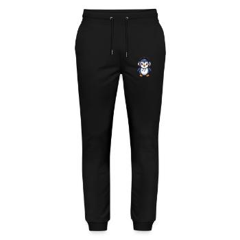 Penguin Funny Cartoon Character Headphone Music - Stanley/Stella Mover Unisex Organic Jogging Trousers - black - Front - Marisol (170cm) & Nik (191cm)