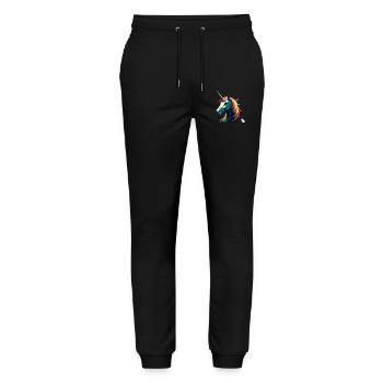 Einhorn Cartoon Figur Buntes Haustier Tier - Stanley/Stella Unisex Bio Jogginghose Mover  - Schwarz - Vorne - Marisol (170cm) & Nik (191cm)