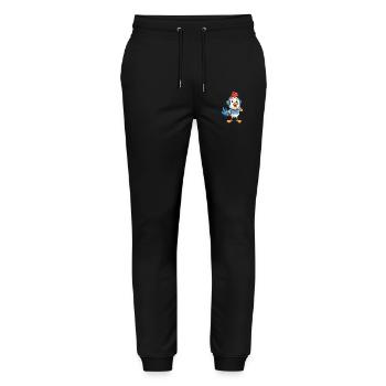 Chicken Funny Cartoon Character Headphone Music - Stanley/Stella Mover Unisex Organic Jogging Trousers - black - Front - Marisol (170cm) & Nik (191cm)