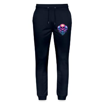 Psychedelischer Totenkopf - Stanley/Stella Unisex Bio Jogginghose Mover  - Navy - Vorne - Marisol (170cm) & Nik (191cm)