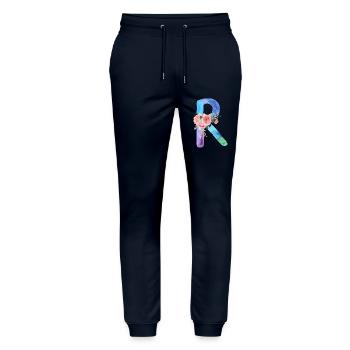 Letter r watercolor - Stanley/Stella Mover Unisex Organic Jogging Trousers - navy - Front - Marisol (170cm) & Nik (191cm)