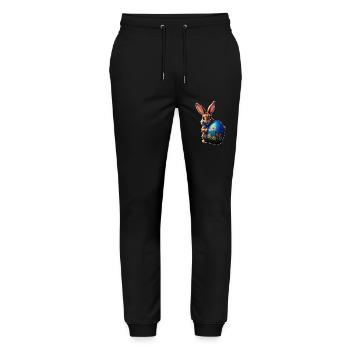 Kleiner Osterhase mit blauem Osterei - Stanley/Stella Unisex Bio Jogginghose Mover  - Schwarz - Vorne - Marisol (170cm) & Nik (191cm)