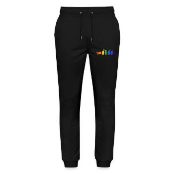 ASL Pride I - Farben der Pride-Flagge - Stanley/Stella Unisex Bio Jogginghose Mover  - Schwarz - Vorne - Marisol (170cm) & Nik (191cm)
