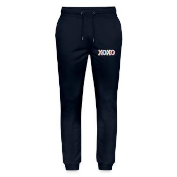 XOXO Patchwork Letters Cute Love Shirt Sticker - Stanley/Stella Mover Unisex Organic Jogging Trousers - navy - Front - Marisol (170cm) & Nik (191cm)