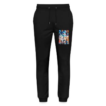 Graffiti-Stil Splash Hip Hop Farben Maler Farbe - Stanley/Stella Unisex Bio Jogginghose Mover  - Schwarz - Vorne - Marisol (170cm) & Nik (191cm)