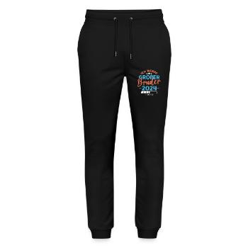 Großer Bruder 2024 Jungen Geschwister Geburt - Stanley/Stella Unisex Bio Jogginghose Mover  - Schwarz - Vorne - Marisol (170cm) & Nik (191cm)