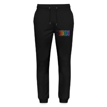 Demo Frieden für alle Hass für keinen 7 FCKAFD - Stanley/Stella Unisex Bio Jogginghose Mover  - Schwarz - Vorne - Marisol (170cm) & Nik (191cm)