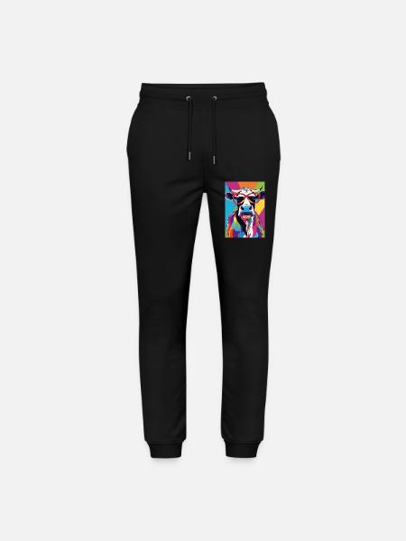 Cow with glasses - Stanley/Stella Mover Unisex Organic Jogging Trousers - black