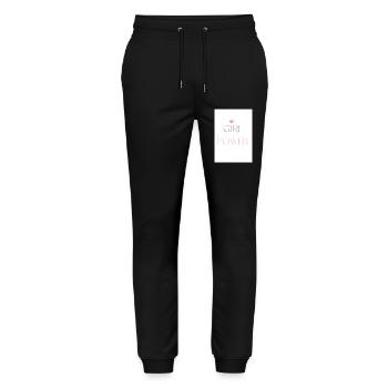 Girl Power Simple Typography - Stanley/Stella Mover Unisex Organic Jogging Trousers - black - Front - Marisol (170cm) & Nik (191cm)