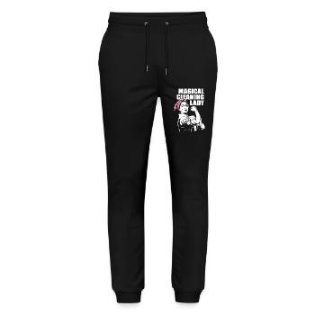 Design für zauberhafte Putzengel - Stanley/Stella Unisex Bio Jogginghose Mover  - Schwarz - Vorne - Marisol (170cm) & Nik (191cm)
