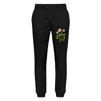 Blumen - Stanley/Stella Unisex Bio Jogginghose Mover  - Schwarz - Vorne - Marisol (170cm) & Nik (191cm)