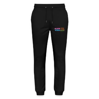 Pride / CSD / LGBTQ+ Design "Kiss" - Stanley/Stella Mover Unisex Organic Jogging Trousers - black - Front - Marisol (170cm) & Nik (191cm)