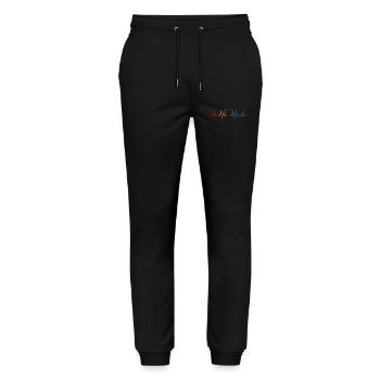 Herzschlag Regenbogen Herz LGBT Liebe bunt CSD - Stanley/Stella Unisex Bio Jogginghose Mover  - Schwarz - Vorne - Marisol (170cm) & Nik (191cm)