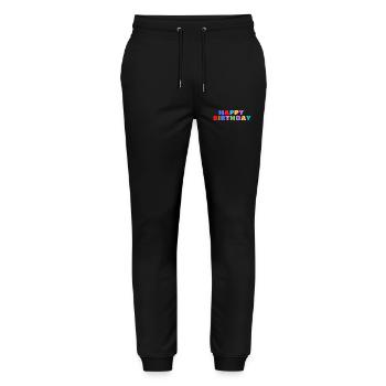 Happy Birthday Birthday Greeting Birthday Gift - Stanley/Stella Mover Unisex Organic Jogging Trousers - black - Front - Marisol (170cm) & Nik (191cm)