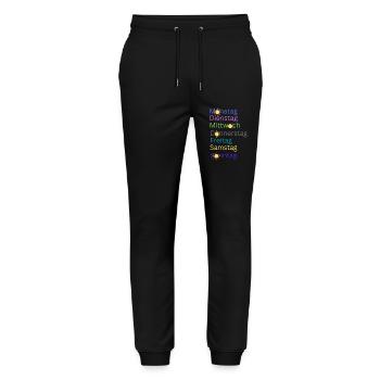 Wochentage - Stanley/Stella Unisex Bio Jogginghose Mover  - Schwarz - Vorne - Marisol (170cm) & Nik (191cm)