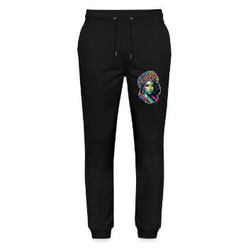 Afro Frau - Schönheit - Stanley/Stella Unisex Bio Jogginghose Mover  - Schwarz - Vorne - Marisol (170cm) & Nik (191cm)