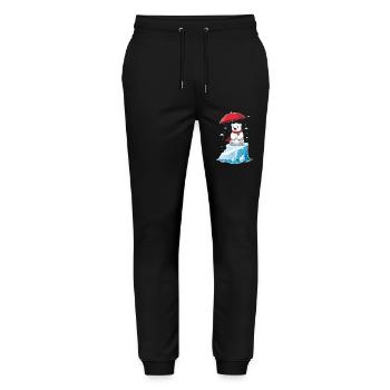 Polar Bear, Ice & Parasol - Stanley/Stella Mover Unisex Organic Jogging Trousers - black - Front - Marisol (170cm) & Nik (191cm)