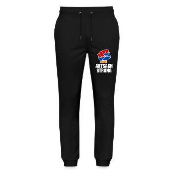 Artsakh strong - Stanley/Stella Unisex Bio Jogginghose Mover  - Schwarz - Vorne - Marisol (170cm) & Nik (191cm)