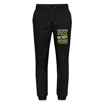 papy jardinier pas parfait papi grand père jardin - Pantalon de jogging bio MOVER Stanley/Stella unisexe - noir - Devant - Marisol (170cm) & Nik (191cm)