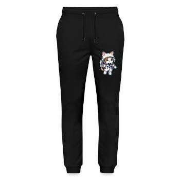 Astronaut Cat - Space - Stanley/Stella Mover Unisex Organic Jogging Trousers - black - Front - Marisol (170cm) & Nik (191cm)