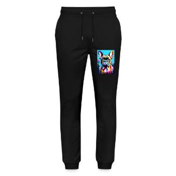 Bulldog Painting French Bulldog - Stanley/Stella Mover Unisex Organic Jogging Trousers - black - Front - Marisol (170cm) & Nik (191cm)