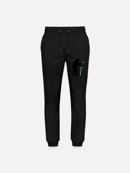 Grandpa robber silhouette with walking stick and gun - Stanley/Stella Mover Unisex Organic Jogging Trousers - black