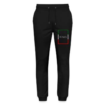 Italy, Italia, Statement lettering with flag - Stanley/Stella Mover Unisex Organic Jogging Trousers - black - Front - Marisol (170cm) & Nik (191cm)