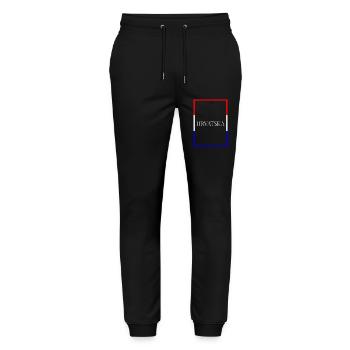 Croatia Hrvatska Statement Lettering with Flag - Stanley/Stella Mover Unisex Organic Jogging Trousers - black - Front - Marisol (170cm) & Nik (191cm)