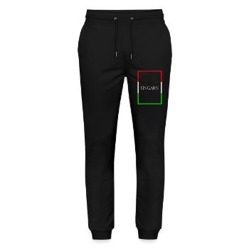 Hungary Statement Lettering with Flag - Stanley/Stella Mover Unisex Organic Jogging Trousers - black - Front - Marisol (170cm) & Nik (191cm)