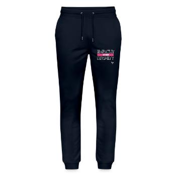 Empathy over divinity - Stanley/Stella Mover Unisex Organic Jogging Trousers - navy - Front - Marisol (170cm) & Nik (191cm)