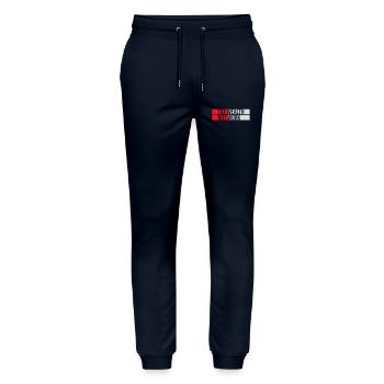 Tax Wealth Not Work Progressive Politics Economy - Stanley/Stella Mover Unisex Organic Jogging Trousers - navy - Front - Marisol (170cm) & Nik (191cm)