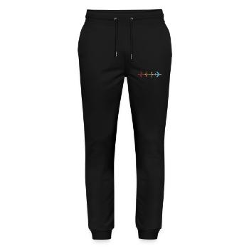 Airplane Heartbeat Pilot Aviation Aviator - Stanley/Stella Mover Unisex Organic Jogging Trousers - black - Front - Marisol (170cm) & Nik (191cm)