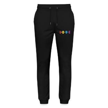 LGBT-Pride-Monat – Liebe ist Liebe - Stanley/Stella Unisex Bio Jogginghose Mover  - Schwarz - Vorne - Marisol (170cm) & Nik (191cm)