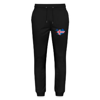 Island Flagge Landkarte - Stanley/Stella Unisex Bio Jogginghose Mover  - Schwarz - Vorne - Marisol (170cm) & Nik (191cm)