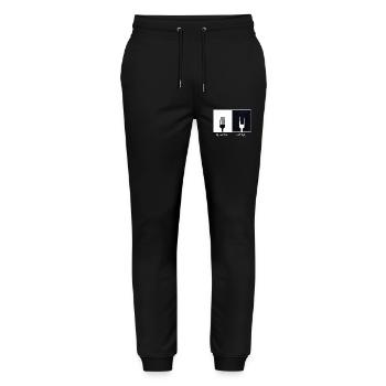 Plastique Metal Vinatge cadeau de musique fourche - Pantalon de jogging bio MOVER Stanley/Stella unisexe - noir - Devant - Marisol (170cm) & Nik (191cm)