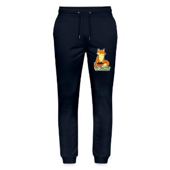 Fuchs digital! Hardware: Hund Software: Katze - Stanley/Stella Unisex Bio Jogginghose Mover  - Navy - Vorne - Marisol (170cm) & Nik (191cm)
