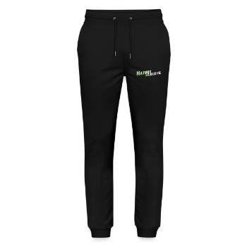 Nature is calling lettering - Stanley/Stella Mover Unisex Organic Jogging Trousers - black - Front - Marisol (170cm) & Nik (191cm)