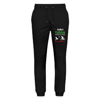 Jeden Frühling kommen sie zurück-Rennrad -Vers.2 - Stanley/Stella Unisex Bio Jogginghose Mover  - Schwarz - Vorne - Marisol (170cm) & Nik (191cm)