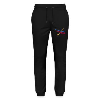 hockey feldhockey hockeysport hockeyverein - Stanley/Stella Unisex Bio Jogginghose Mover  - Schwarz - Vorne - Marisol (170cm) & Nik (191cm)