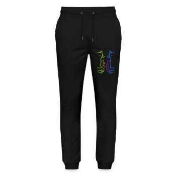 Retro Katzen minimalistisch Katze Vintage 80er - Stanley/Stella Unisex Bio Jogginghose Mover  - Schwarz - Vorne - Marisol (170cm) & Nik (191cm)