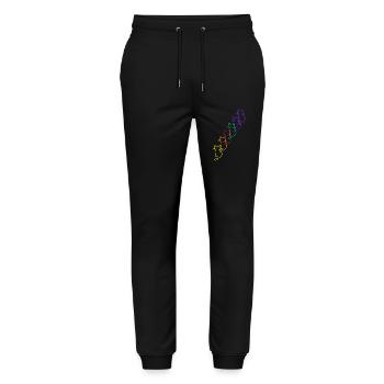 80er 90er Retro LGBT Regenbogen Katzen - Stanley/Stella Unisex Bio Jogginghose Mover  - Schwarz - Vorne - Marisol (170cm) & Nik (191cm)