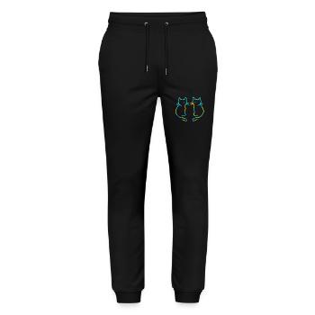 80er 90er Retro Katzen Katze Vintage - Stanley/Stella Unisex Bio Jogginghose Mover  - Schwarz - Vorne - Marisol (170cm) & Nik (191cm)