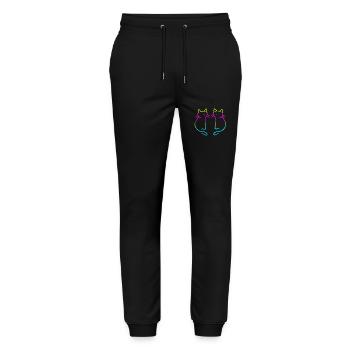 Années 80 Rétro Vintage Chats Arc-en-ciel - Pantalon de jogging bio MOVER Stanley/Stella unisexe - noir - Devant - Marisol (170cm) & Nik (191cm)