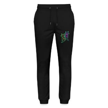 80er Retro Katzen Katze Teenie Schmetterlinge Kind - Stanley/Stella Unisex Bio Jogginghose Mover  - Schwarz - Vorne - Marisol (170cm) & Nik (191cm)
