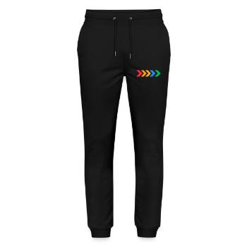 Flèches colorées - Progrès en cinq couleurs - Pantalon de jogging bio MOVER Stanley/Stella unisexe - noir - Devant - Marisol (170cm) & Nik (191cm)