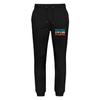 Petanque is not a game it's a Lifestyle Boule - Stanley/Stella Unisex Bio Jogginghose Mover  - Schwarz - Vorne - Marisol (170cm) & Nik (191cm)