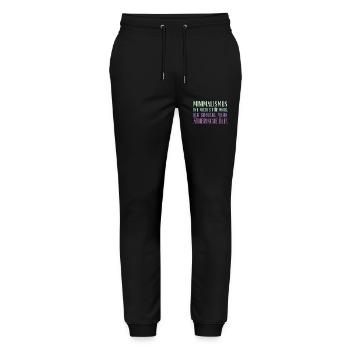Minimalismus ist nichts für mich... Ätherische Öle - Stanley/Stella Unisex Bio Jogginghose Mover  - Schwarz - Vorne - Marisol (170cm) & Nik (191cm)