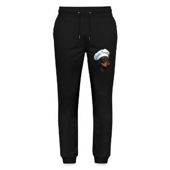 Doberman Restaurateur Doberman Puppy Dog Cooks - Stanley/Stella Mover Unisex Organic Jogging Trousers - black - Front - Marisol (170cm) & Nik (191cm)