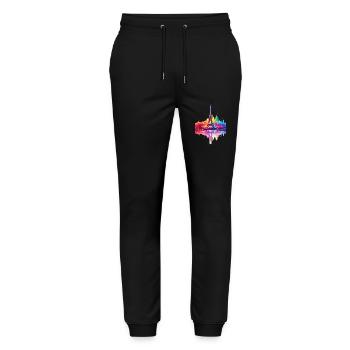 Paris, France, Ville, Skyline, Tour Eiffel, Art - Pantalon de jogging bio MOVER Stanley/Stella unisexe - noir - Devant - Marisol (170cm) & Nik (191cm)