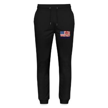 Saison de football le jour du match pour Patriot avec le drapeau des États-Unis - Pantalon de jogging bio MOVER Stanley/Stella unisexe - noir - Devant - Marisol (170cm) & Nik (191cm)